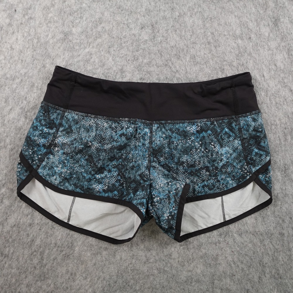 Lululemon Shorts Womens 4 Blue Fairisle Multi Black Blue Speed 2.5" Run Athletic
